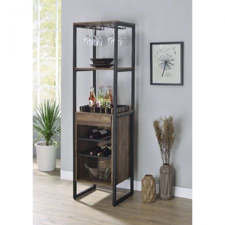 Iron Frame Open Style Wine Rack With Drawer